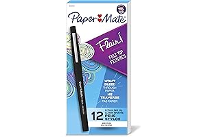 Paper Mate Flair Point-Guard Porous Point Pens, 12 Black Flair Pens.