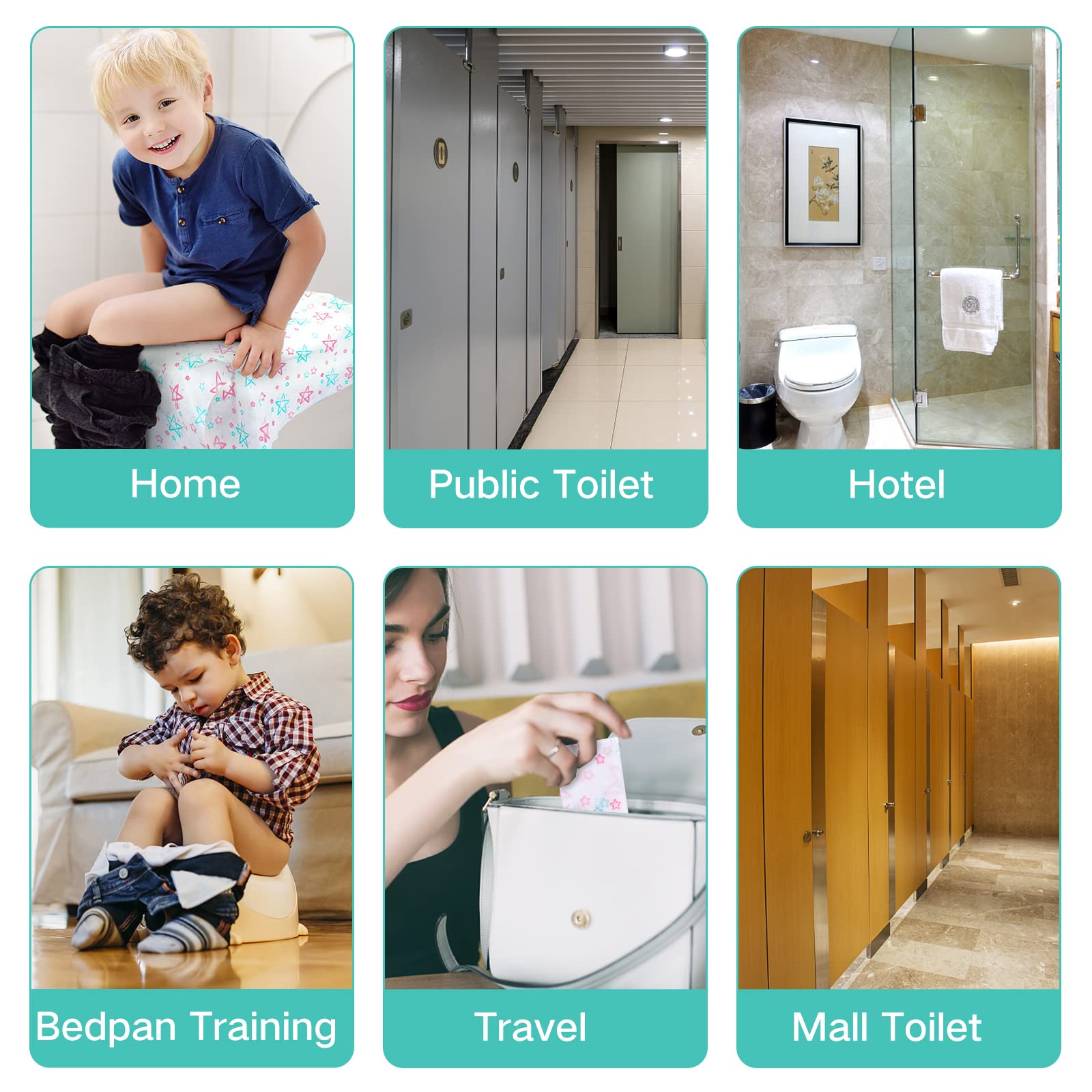 Copriwater Monouso Antibatterico Copri Sedili Impermeabili usa e getta per WC Portatili Toilette da Viaggio e Campeggio 20pcs