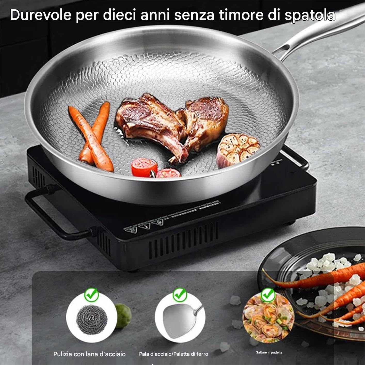 Poêle en titane | Ustensiles de Cuisine - Grillage Ustensile de Cuisine pour Restaurant Hôtel Utilisation Quotidienne Appartement
