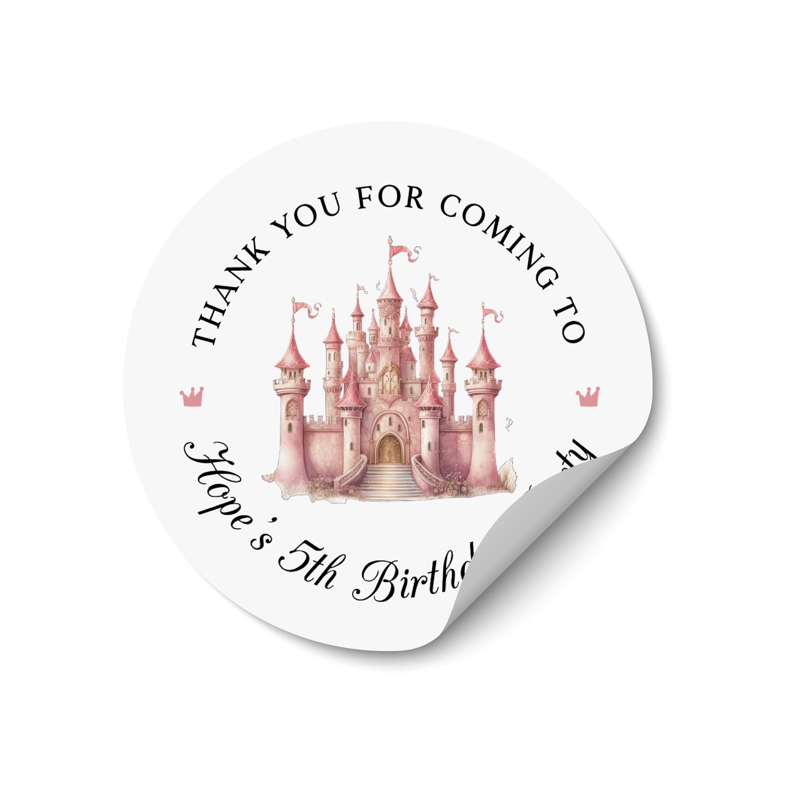 Princess Birthday Party Stickers, Personalised Princess Party Labels, Custom Birthday Favour Stickers, Thank You Party Seals - BD28
