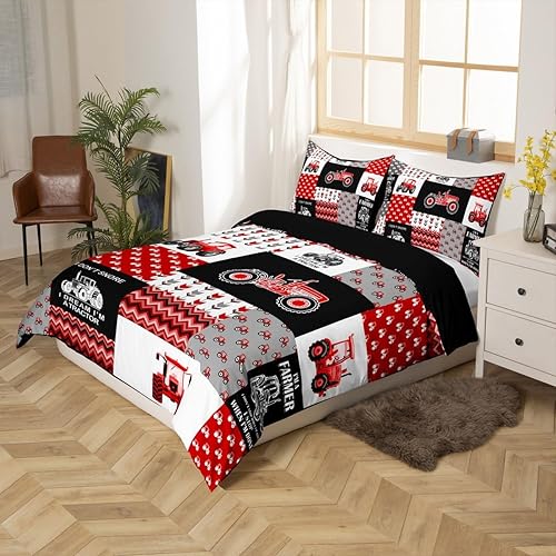 Miniatura 3 de Feelyou Juego de funda de edredón de tractor de dibujos animados para niños y niños pequeños, funda de edredón para vehículos y camiones,