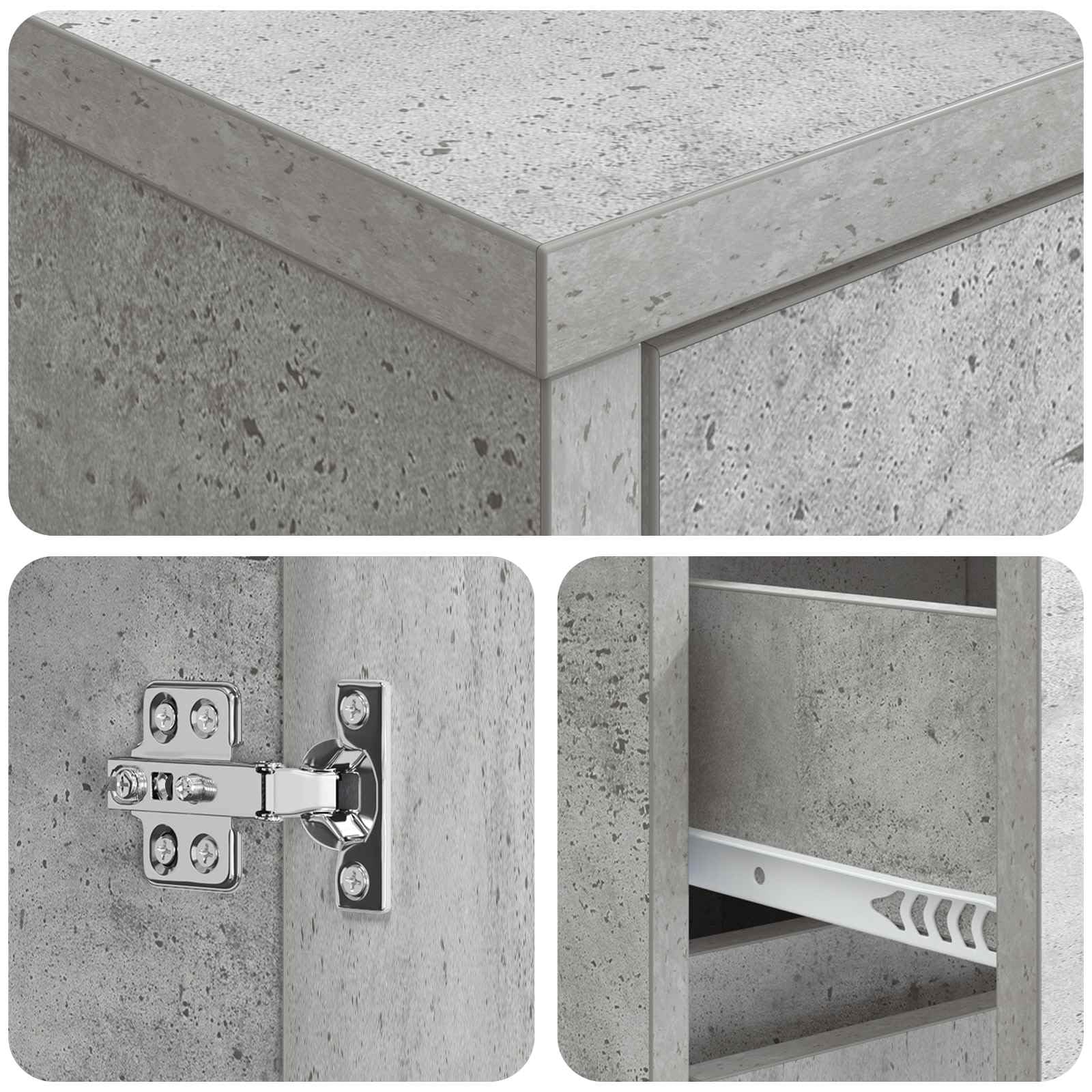 Armario de baño gris hormigón de madera 35 x 36,5 x 85 cm con cajón y puerta, armario bajo compacto para cuarto de baño, práctico espacio de almacenamiento y orden en el inodoro de invitados