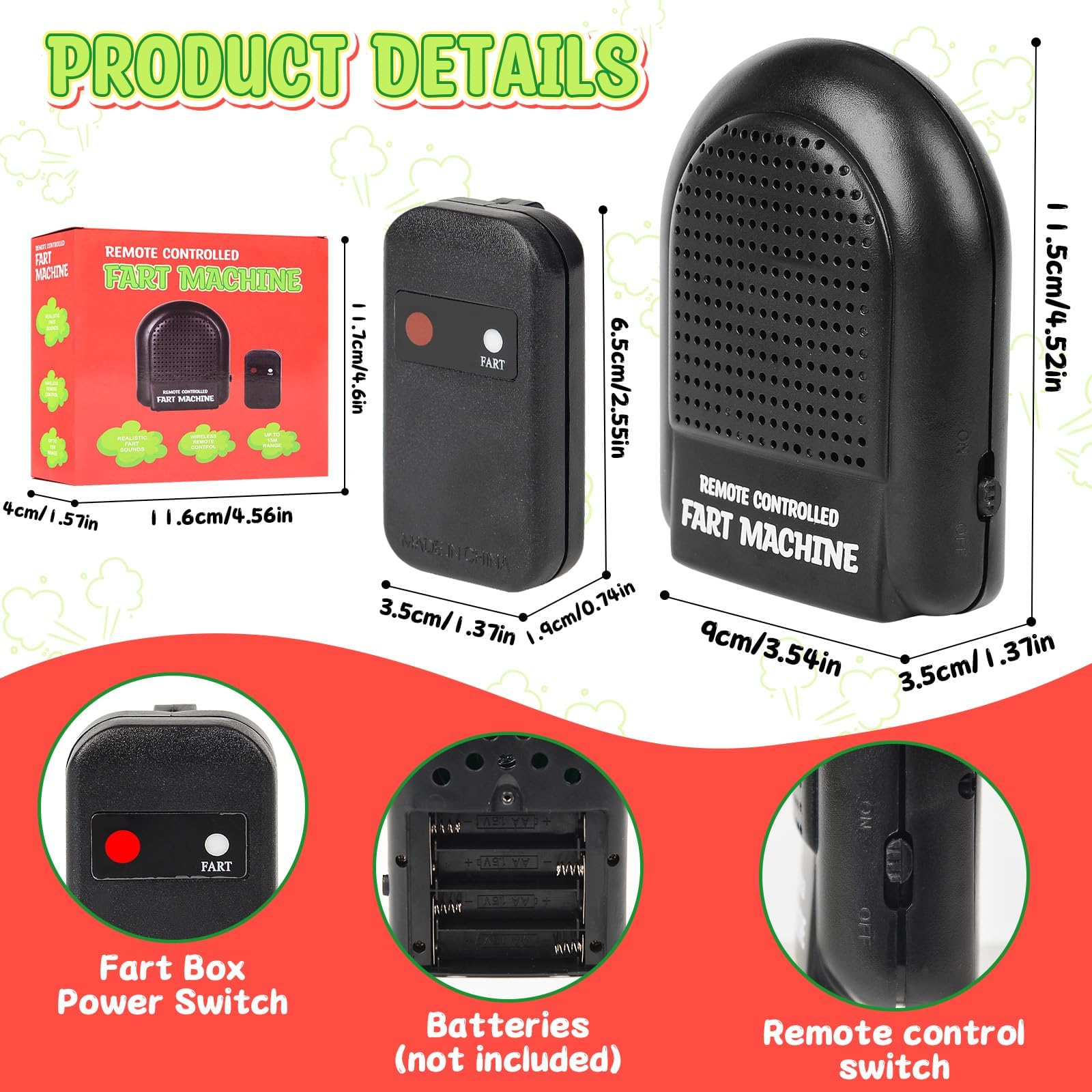 Pipihome Macchina per Scoregge, Scorregge Finte, Scatola per Scoreggia con Telecomando, Prank Noise Maker, Fart Box Fart Toy Prank Noise Maker per Adulti (A)