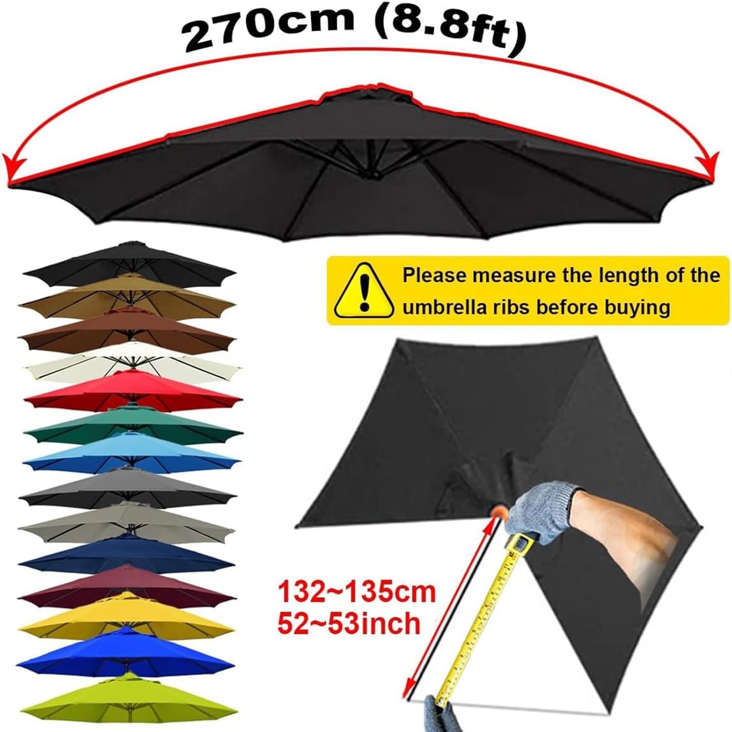 3 m, pokrowiec zastępczy, 6 podpórek, 8 podpórek, osłona z materiału, osłona ogrodowa, na podwórko, do ogrodu, na plażę, basen (szary, 3 m-8 podpórek)