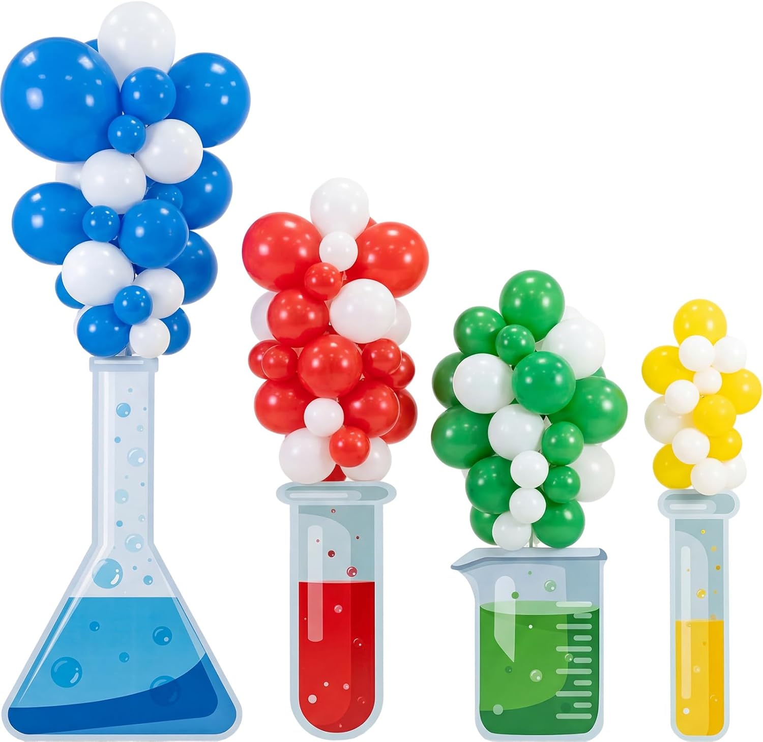 Sanwuta Science Party Decorations Kit Mad Scientist Birthday Party Supplies Chemistry Laboratory Erlenmeyer Flask Cardboard Cutouts with Balloons for Science Fair Decorations(C,Colorful,84 Pcs)