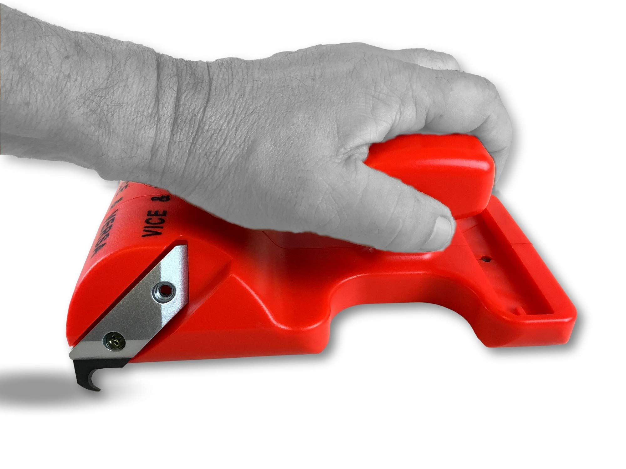 Kibros Araseur vice-versa couteau moquette lino PVC rouge | Lame crochet cutter tous revêtements de sols, poignée ergonomique ambidextre, pour moquette lino PVC.