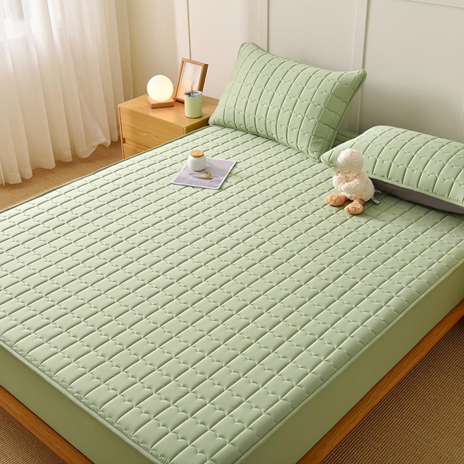 Spannbettlaken 200x220 Khaki Baumwolle Großes Doppelbett