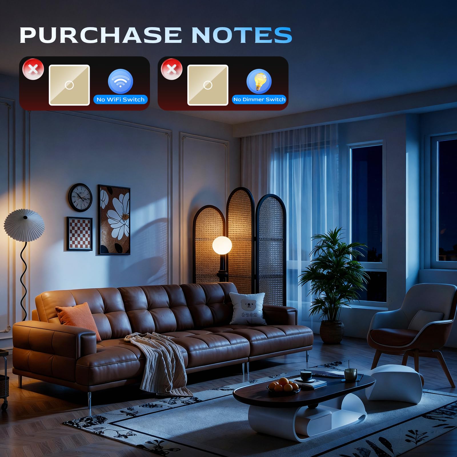 BSEED Interrupteur Tactile 1 Gang 1 Voie Or,Commutateur de Lumière avec LED Affichage Light,Interrupteur Tactile avec Capteur Tactile Panneau Verre Cristal-Pas de fil Neutre - 4