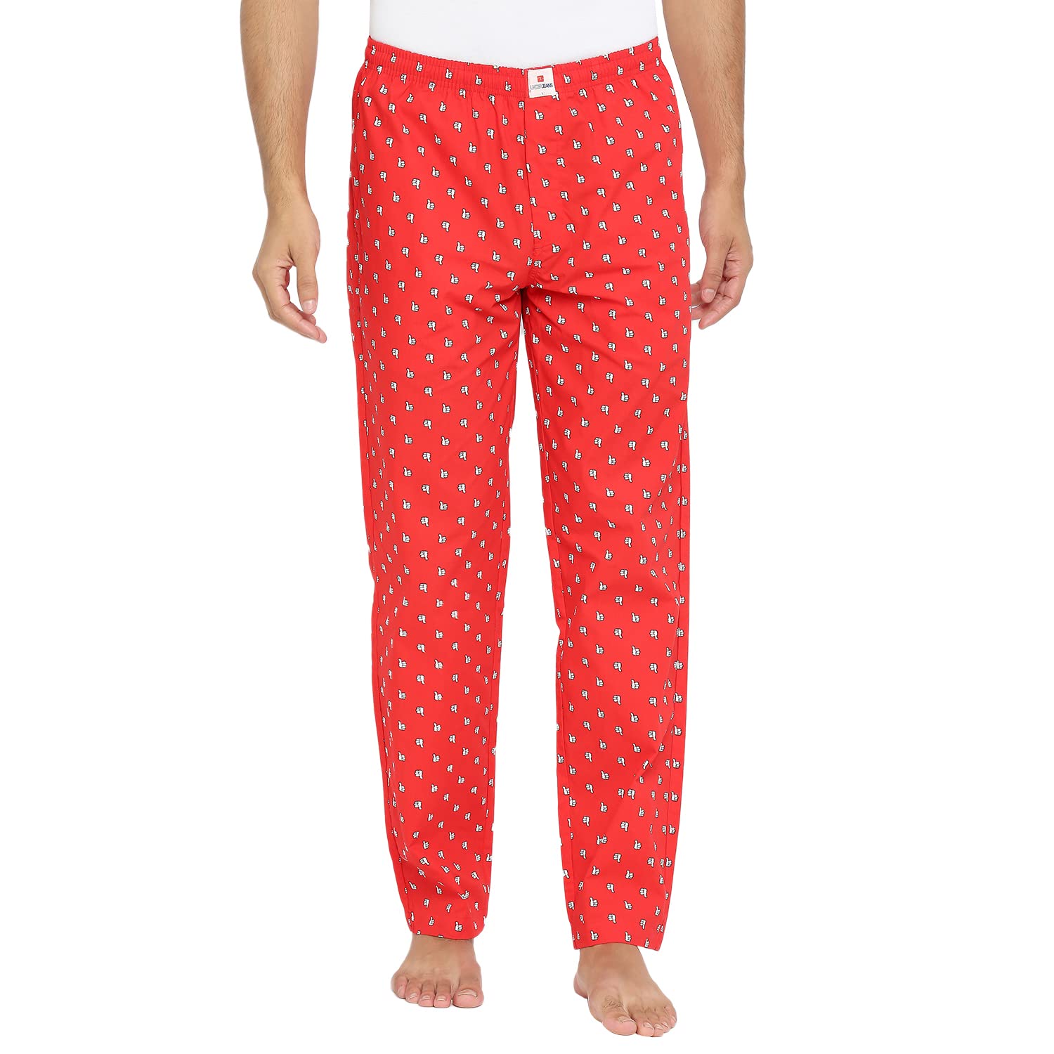 underjeans Men Cotton Woven Red Pyjama Regular Fit (UJ-MPYJ-PPJ001 S)-picture-18