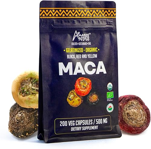 Cápsulas de maca negra, roja y amarilla premium l 3000 mg que sirven para mayores niveles de energía y rendimiento físico l Potente antioxidante y