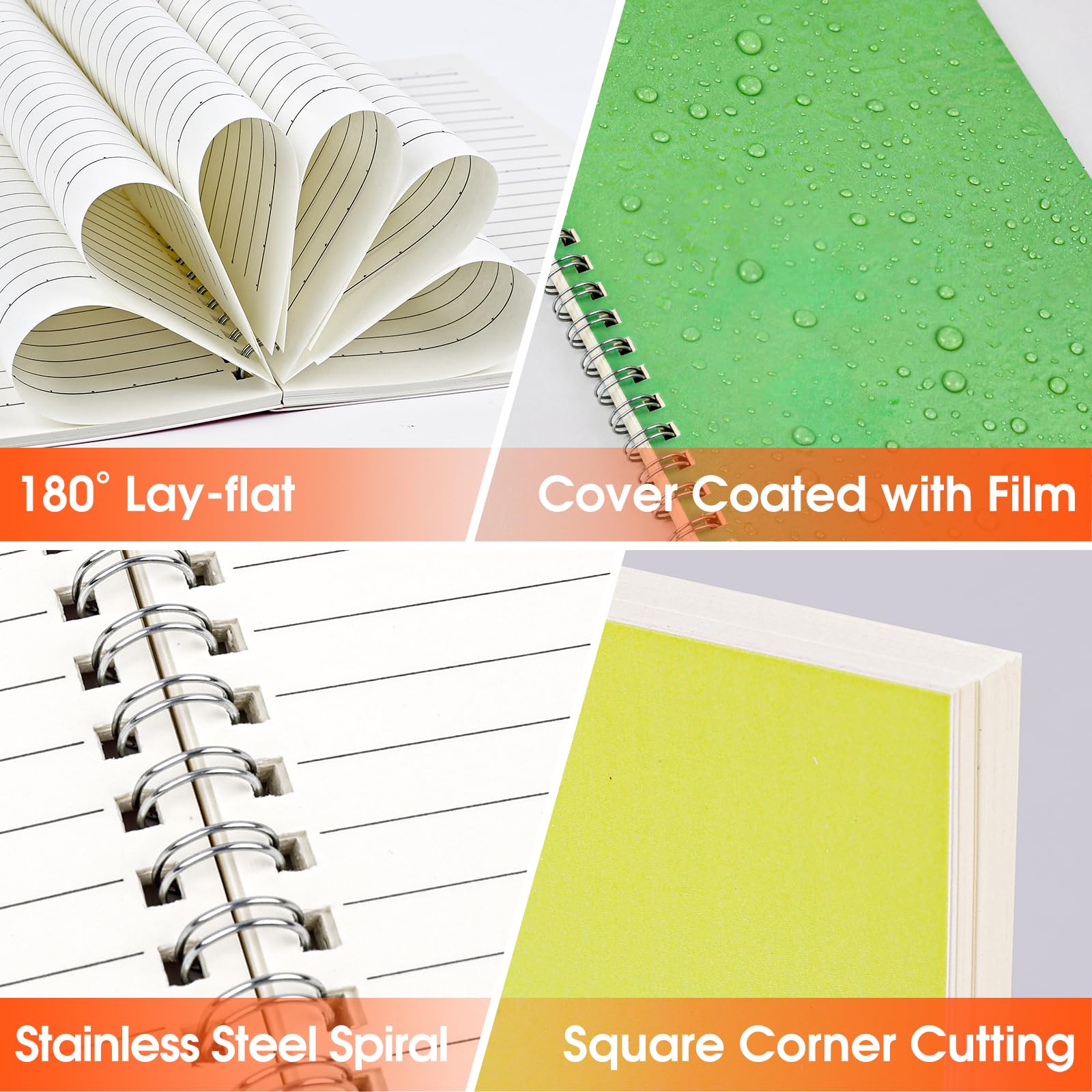 Confezione da 12 quaderni a spirale a righe, 120 pagine, formato A5 (14,7 x 20,8 cm), a righe, con copertina rigida, per lavoro, prendere appunti, 6 colori macaron