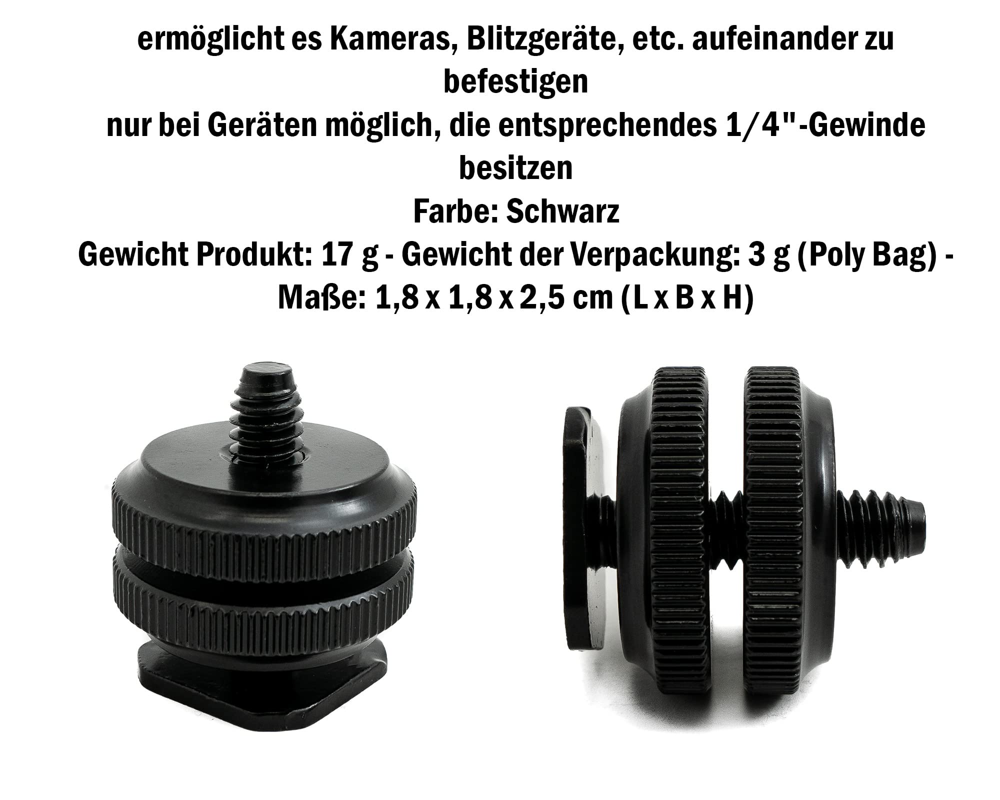 Adattatore Per Slitta Flash Adattatori Slitta Flash - Set Da 3 Pezzi Con Filettatura 1/4" Per Treppiedi Slitta Flash Adapter - Foto 6