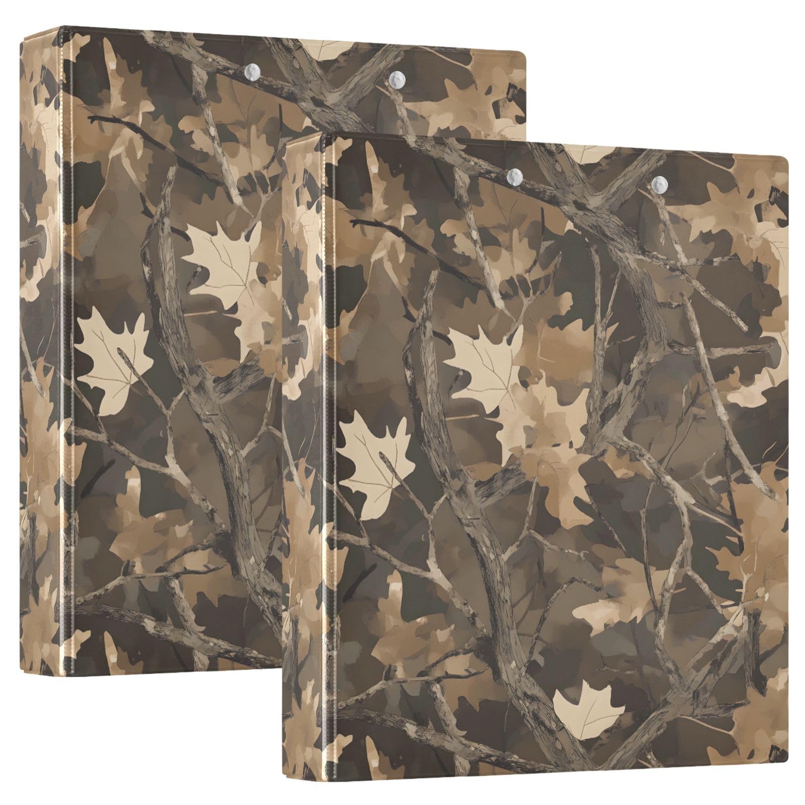 ALAZA Brown Forest Camo Camouflage 3 Ring Binder 1.5 Inch Three Ring Office Binders w/clipboard & 3 Pockets, Hold 200 Sheets, 1 pc