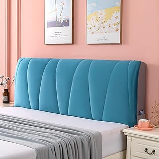 JMdfcqer Cubre Cabecero de Cama, Suave Tejido de Terciopelo Elástico Antipolvo Funda Protectora Antipolvo para Cabecero de Dormitorio Tapizado (120-220cm),Azul,190cm