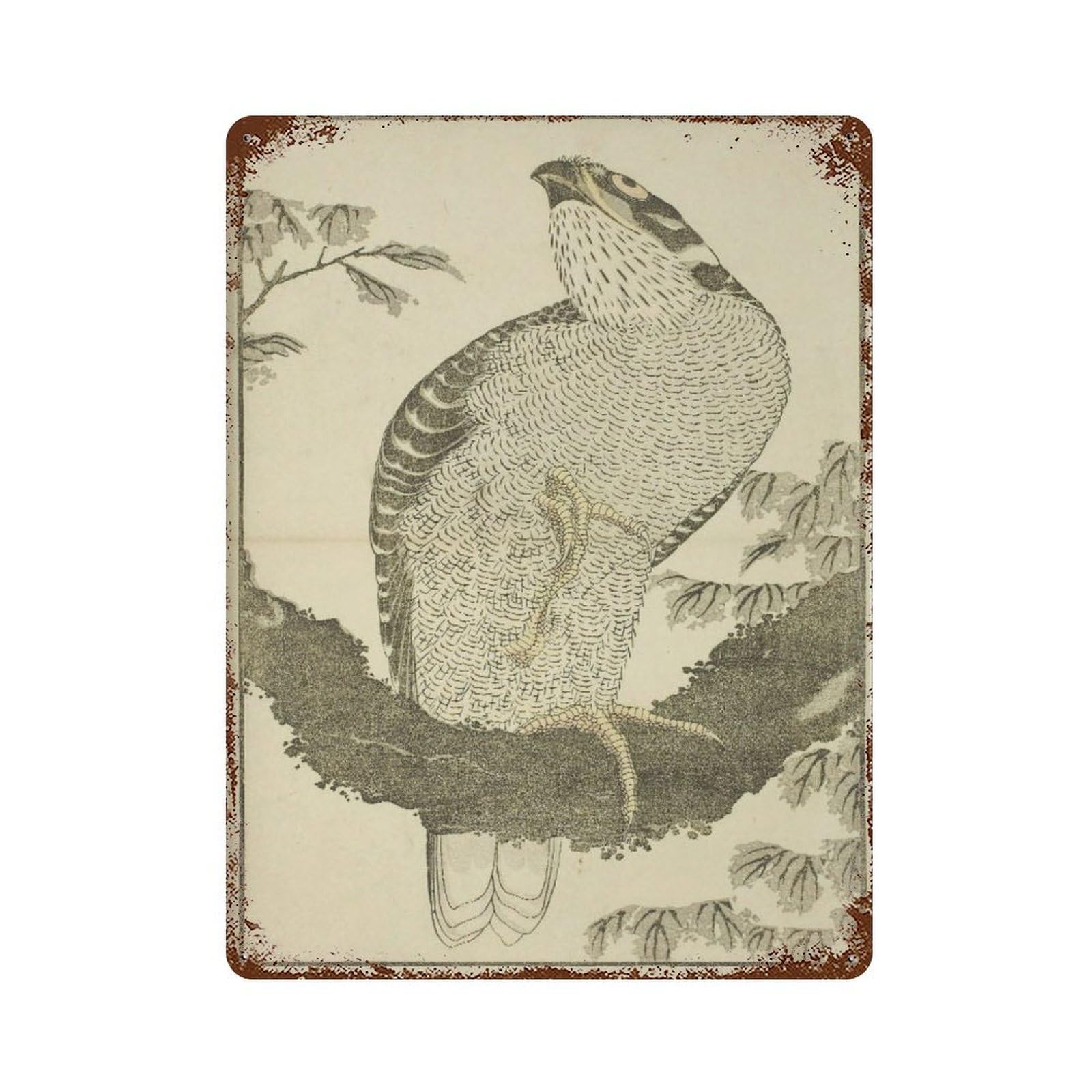xiaoxiaoshen Hokusai Bird Album of Sketches, Japanese Decor Wall Decor Art Metal Tin Poster Modern Home Decor Art Home Bar Shop Decorations Vintage Sign 40x30cm