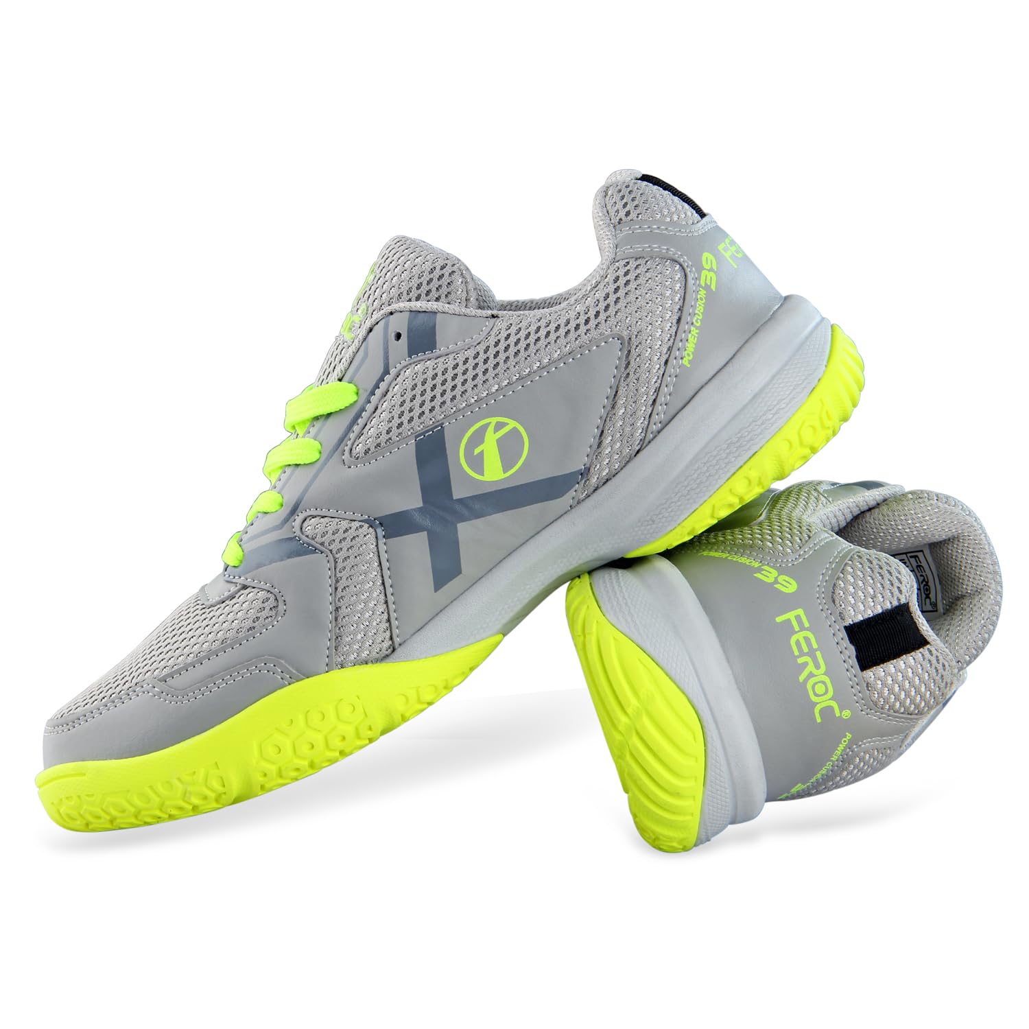 FEROC Kids Badminton Shoes, Lightweight, Durable Sole, Non-Marking, Grip Lightweight & Durable Sole for Boys Girl (Gray Green, UK Footwear Size System, Toddler, Men, Numeric, Medium, 12) 2