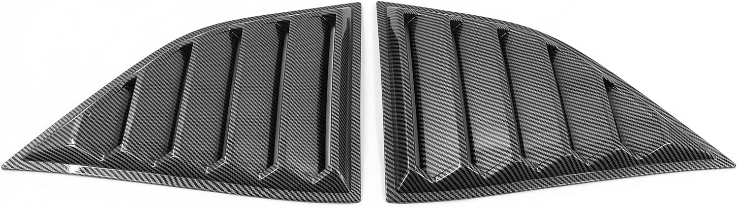 FREEMOTOR802 Quarter Window Louvers Fits 2008-2023 Dodge Challenger, XE V4 Style Carbon Fiber Print Side Window Louvers Air Vent Scoop Sun Shades Cover 2PCS