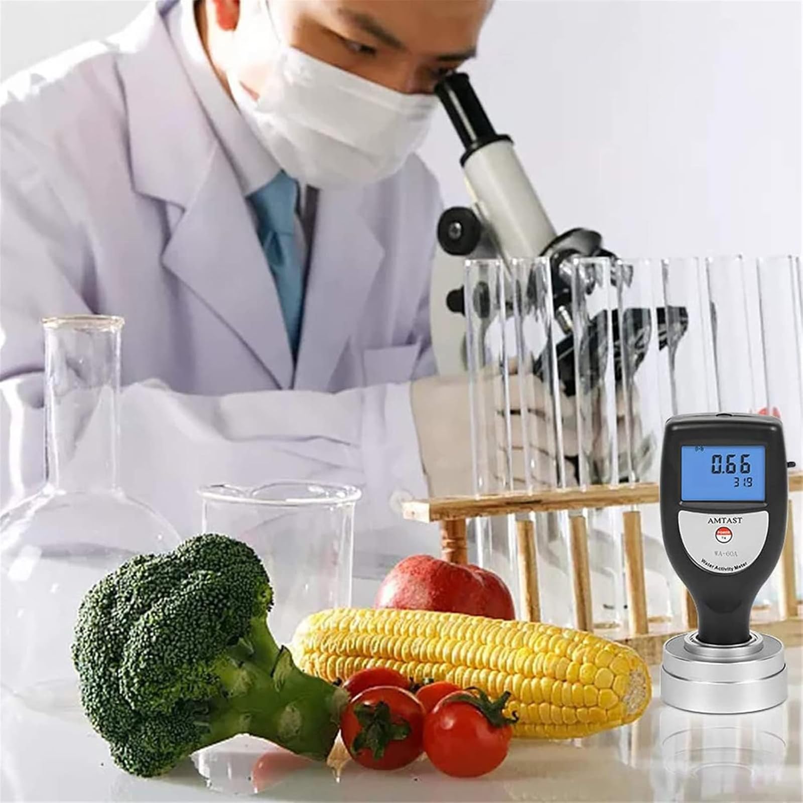 Medidor de actividad de agua para alimentos, probador Aw con rango de 0.00-1.00 aw, precisión ± 0.02 aw, para frutas secas y verduras