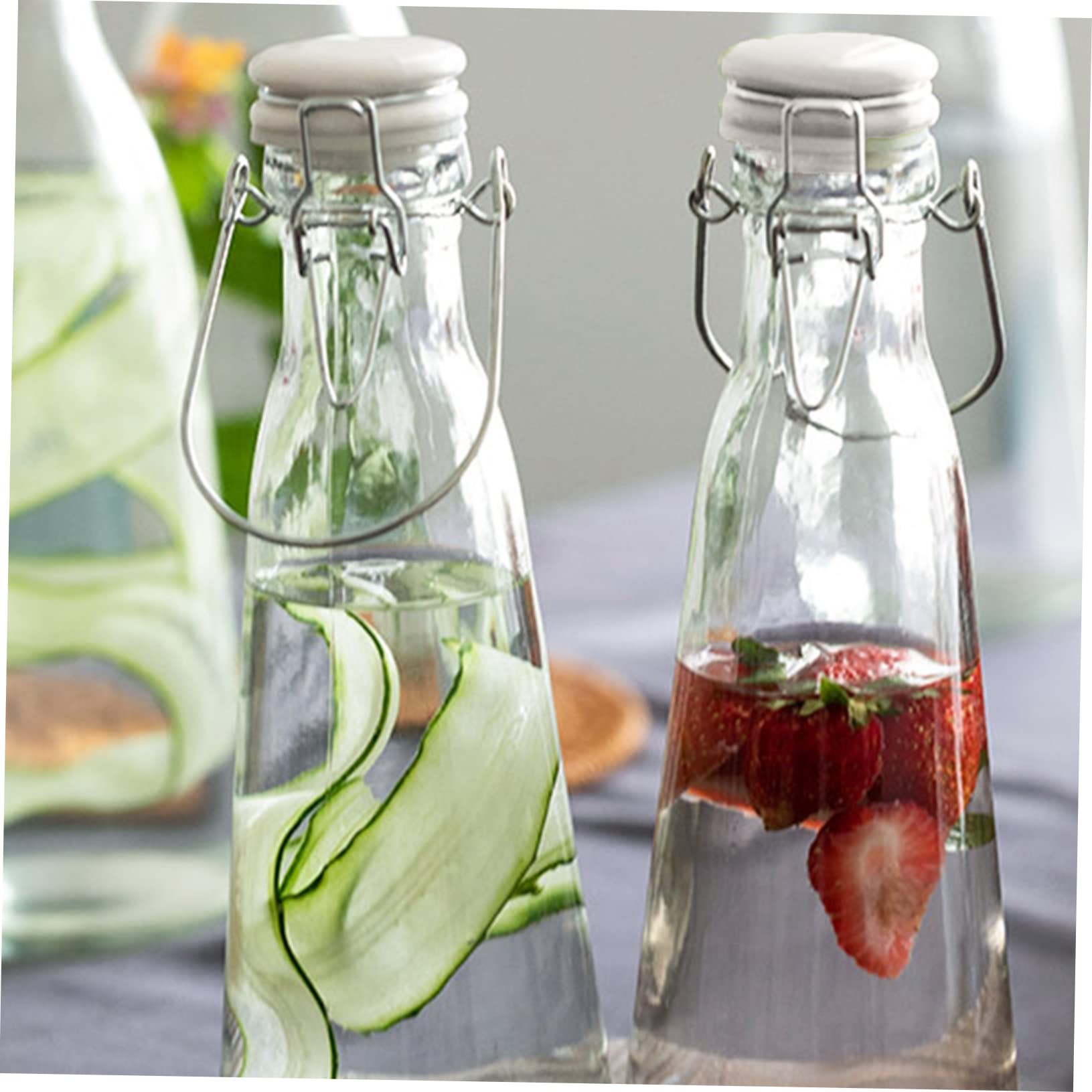 TOPPERFUN Auslaufsichere Glasflasche mit Schraubverschluss Elegante Haushaltsglasflasche aus Glas Versiegelung für Picknick und Desktop Dekoration