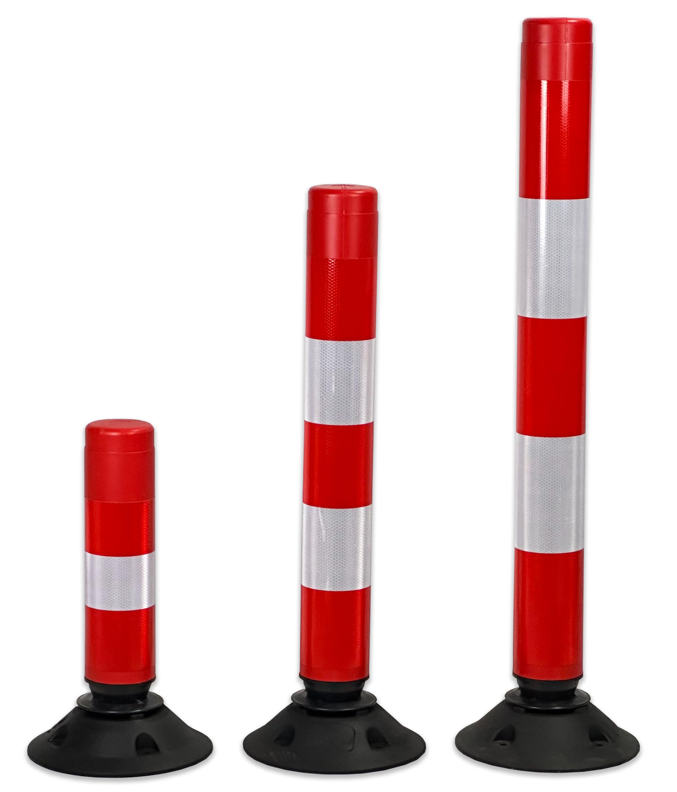 Leitpoller - UvV-Swingback Leitzylinder rot-weiß mit Bandfederung - extra stark reflektierend - Absperrung (1000mm)