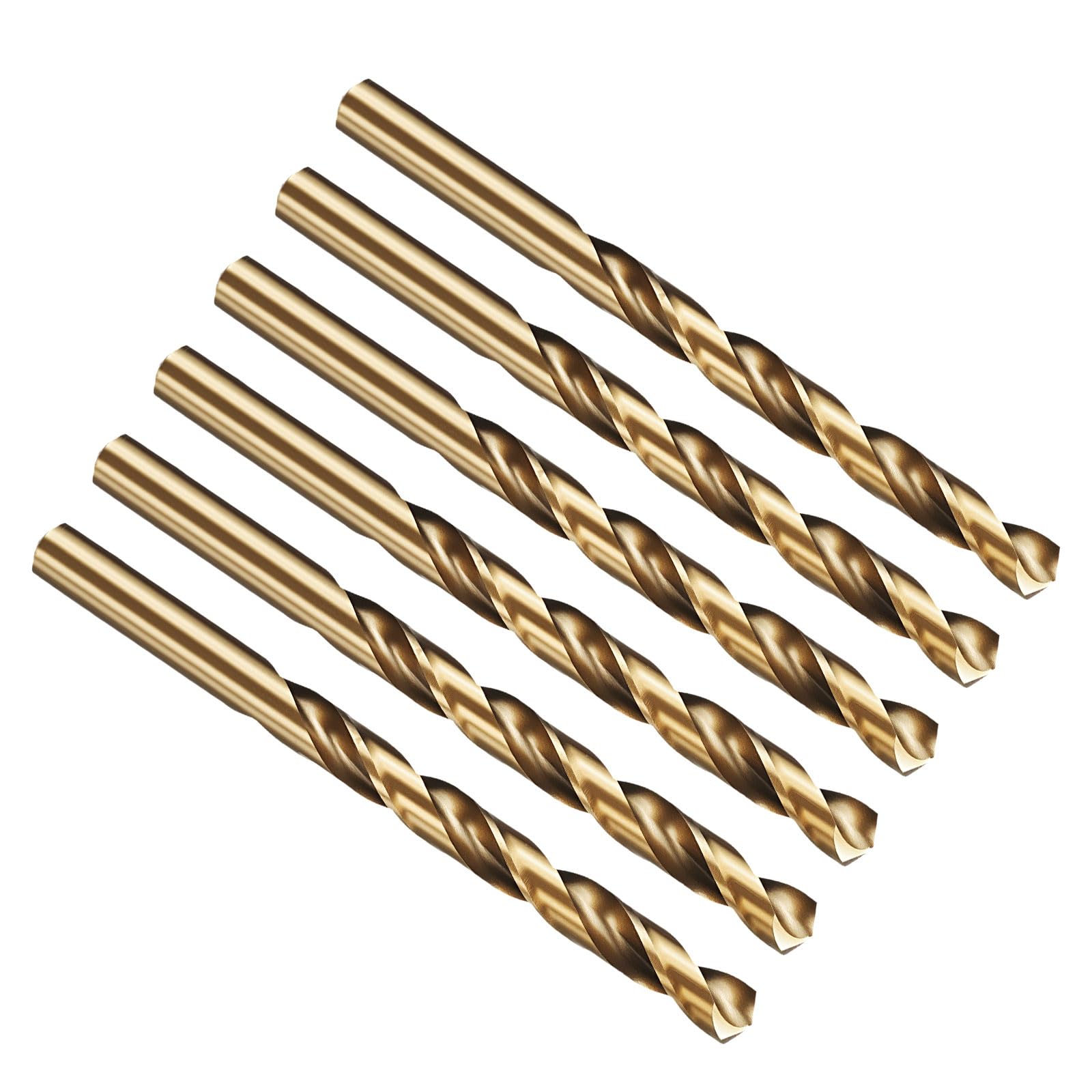 PATIKIL W Drill Bit, Jobber Straight Shank M35 Cobalt 5% High-Speed Steel 135° Gold Finish for Stainless Steel Hard Metal - 6 Pack — image 1