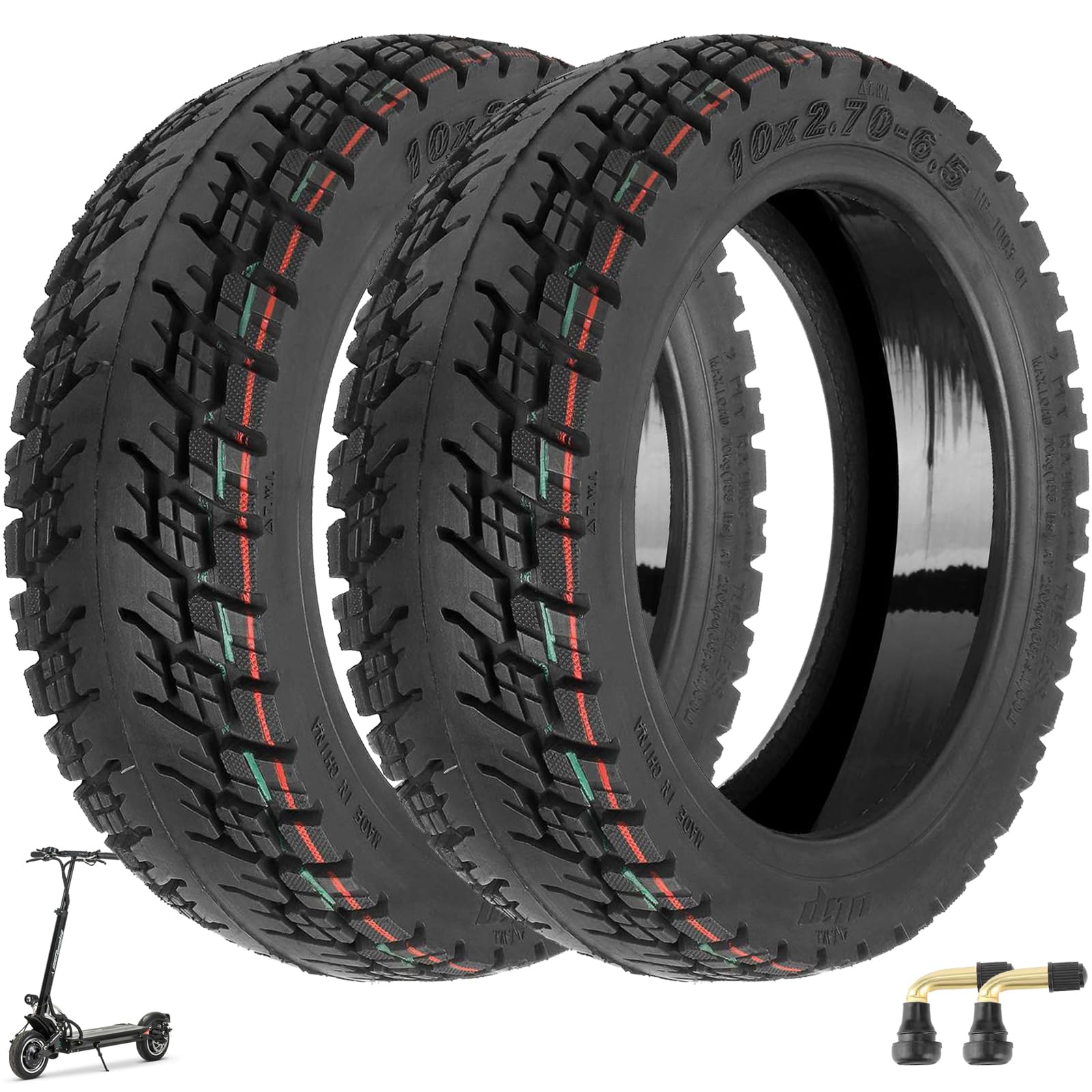 10x2,7-6,5 Off-Road Tubeless Ersatzreifen für Smartgyro Speedway/Rockway/Crossover Speedway 5/Dualtron 3/KuKirin G3/G2 Master(2025) Elektroroller Selbst Reparierbar Ersatzräder (2 Stück)