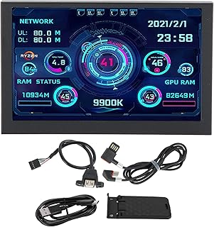 Computer Temp Monitor, 5In IPS USB Type C PC CPU Monitor, PC CPU Data Monitor Computer Temperature Display for AIDA64, PC Temperature Display, PC Sensor Panel Display for CPU GPU RAM