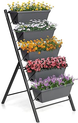 S AFSTAR Safstar 5-Tier Vertical Garden Planter, 5-Layer Raised Garden Bed with 5 Detachable Planter Boxes & Metal Frame, Indoor Outdoor Elevated Planting Containers for Flower Vegetables Fruit Herbs