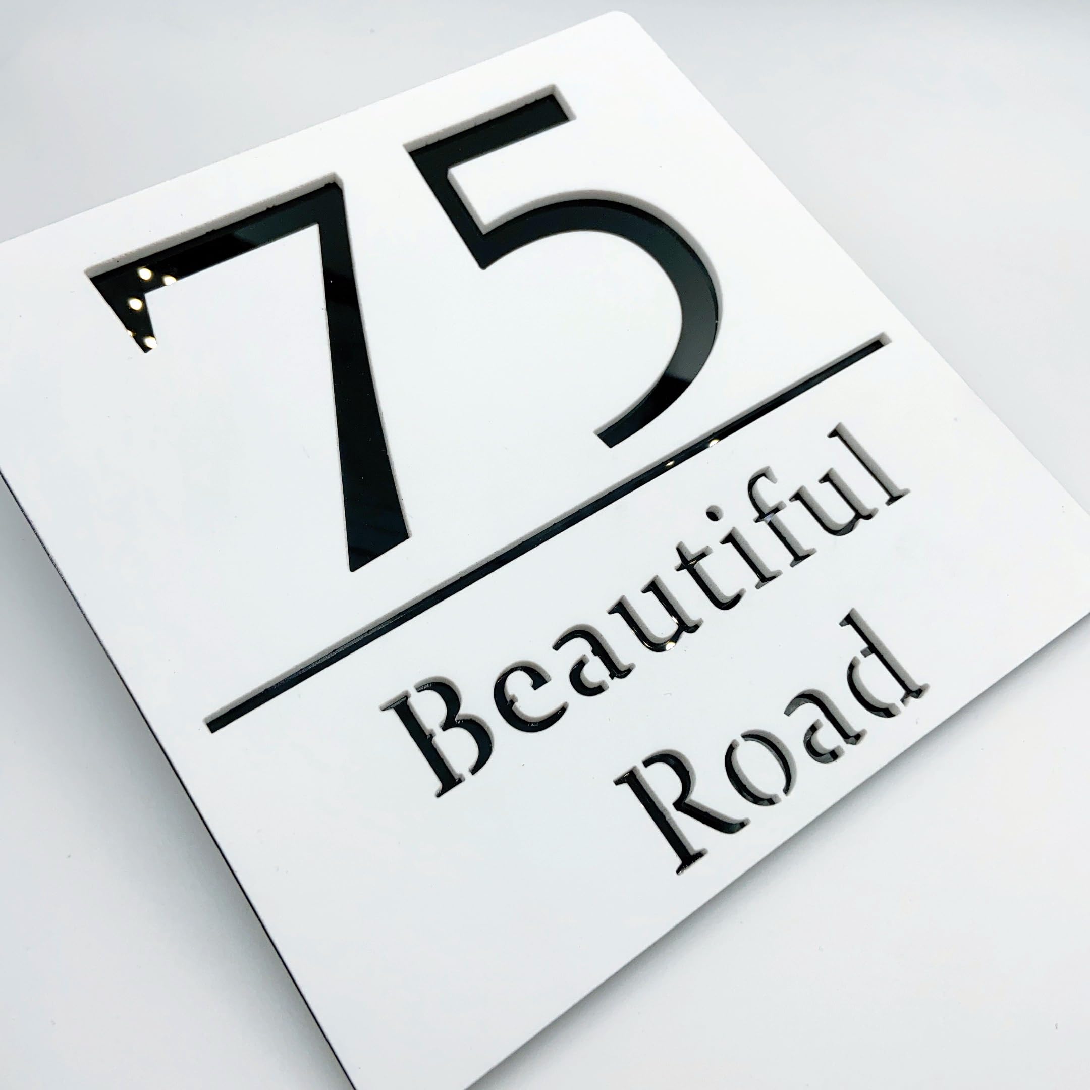 Targa Personalizzata Acrilico 3D Nero/Oro - Numero Civico, Nome Strada, Per Esterni - Foto 5