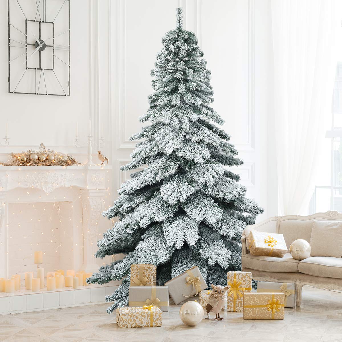 Amazon.com: COSTWAY 7.5 Ft Premium Artificial Christmas Tree, Snow