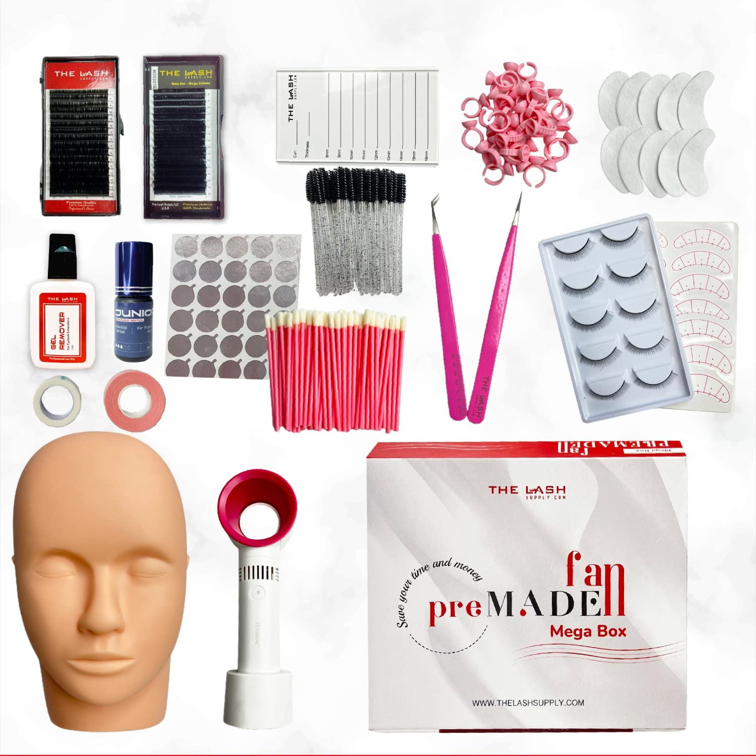 THE LASH SUPPLY Training Volume Eyelashes Extension Kit Lashes Extension Kit for Individuals Eyelashes Extension Practice Set Training