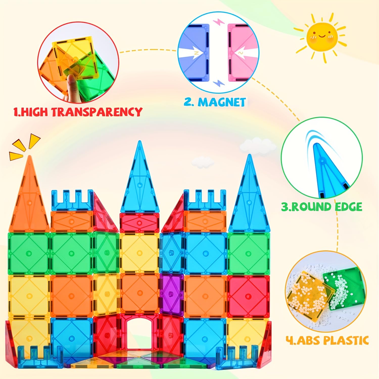 Katiago Magnetische Bausteine 80 Teile Magnetspielzeug Magnete Bauklötze Baukasten Kinder Magnetbausteine Perfekt für den Einsatz zu Hause, in Schulen, fürJungen und Mädchen 3 4 5 6 7 8 Jahre