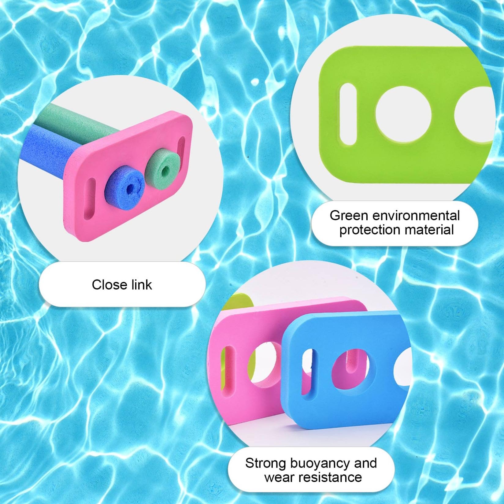 Connettore per Noodle per Piscina 3 Pezzi, 2 Fori, 3 Colori, connessione per Noodle da Nuoto