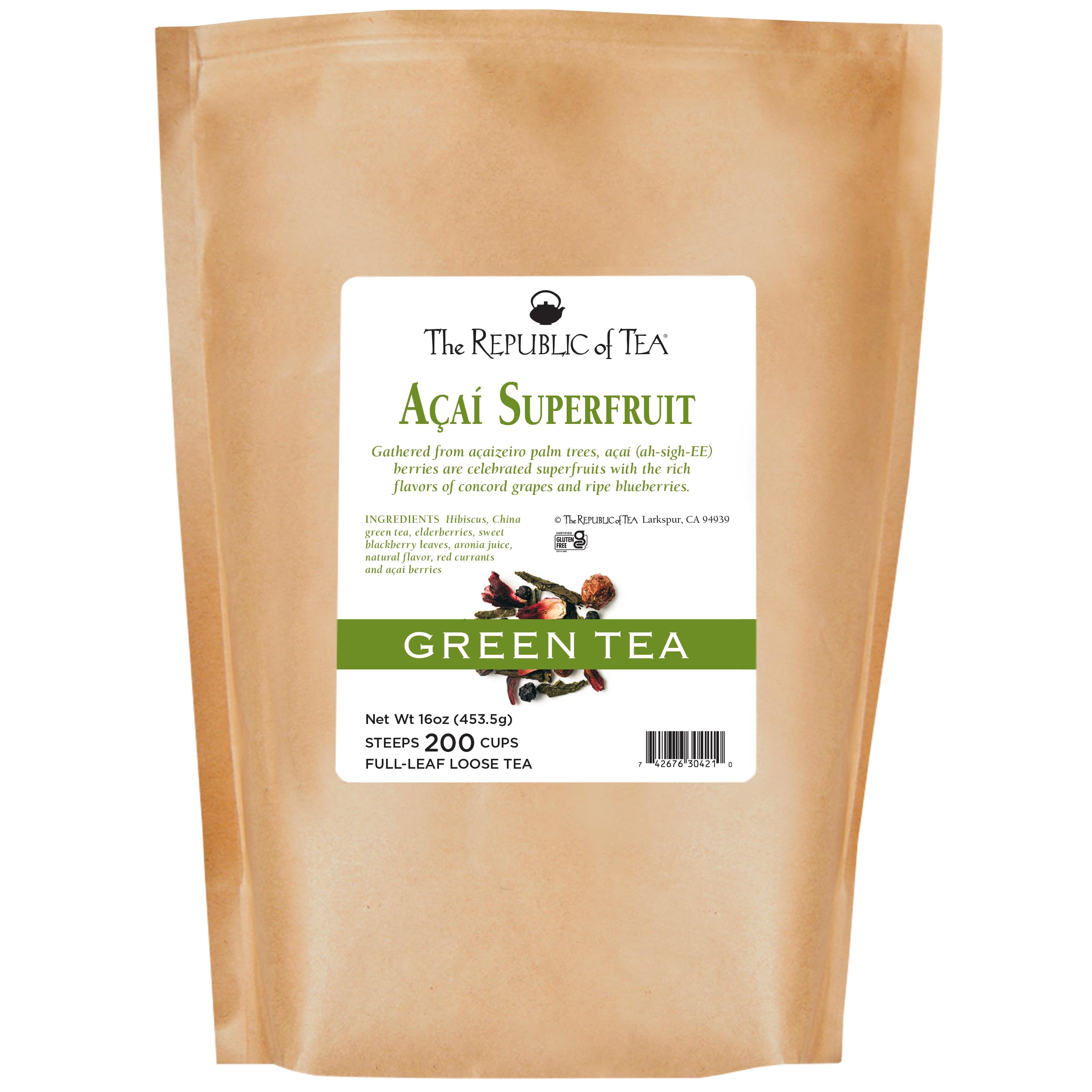 The Republic of Tea Acai Superfruit Green Tea Full-Leaf Tea, 1 Pound / 200 Cups