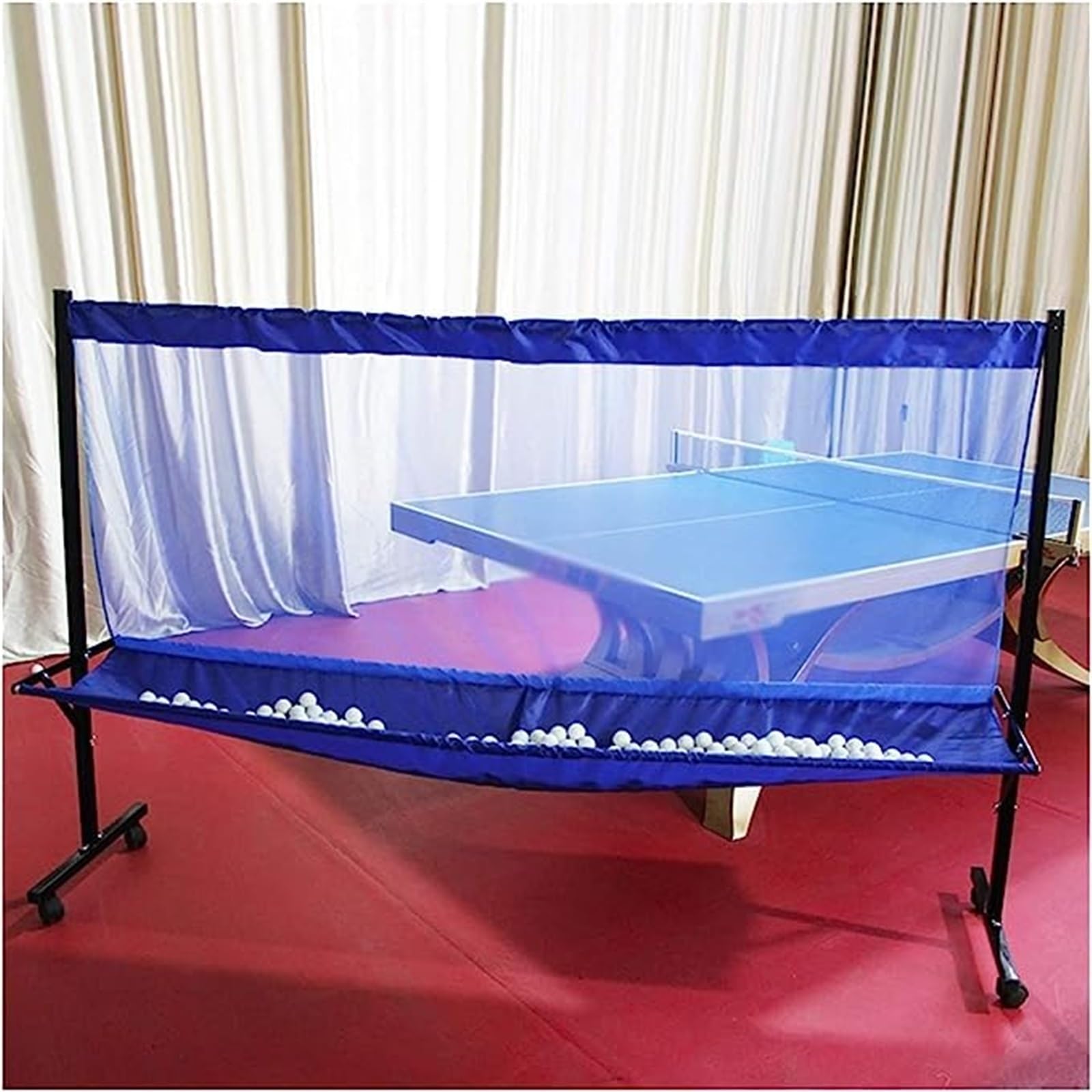 Red para atrapar Pelotas de Tenis de Mesa, Red móvil de práctica de Ping Pong con Ruedas, Red de colección para Adultos y niños para saques y Entrenamiento multibolas