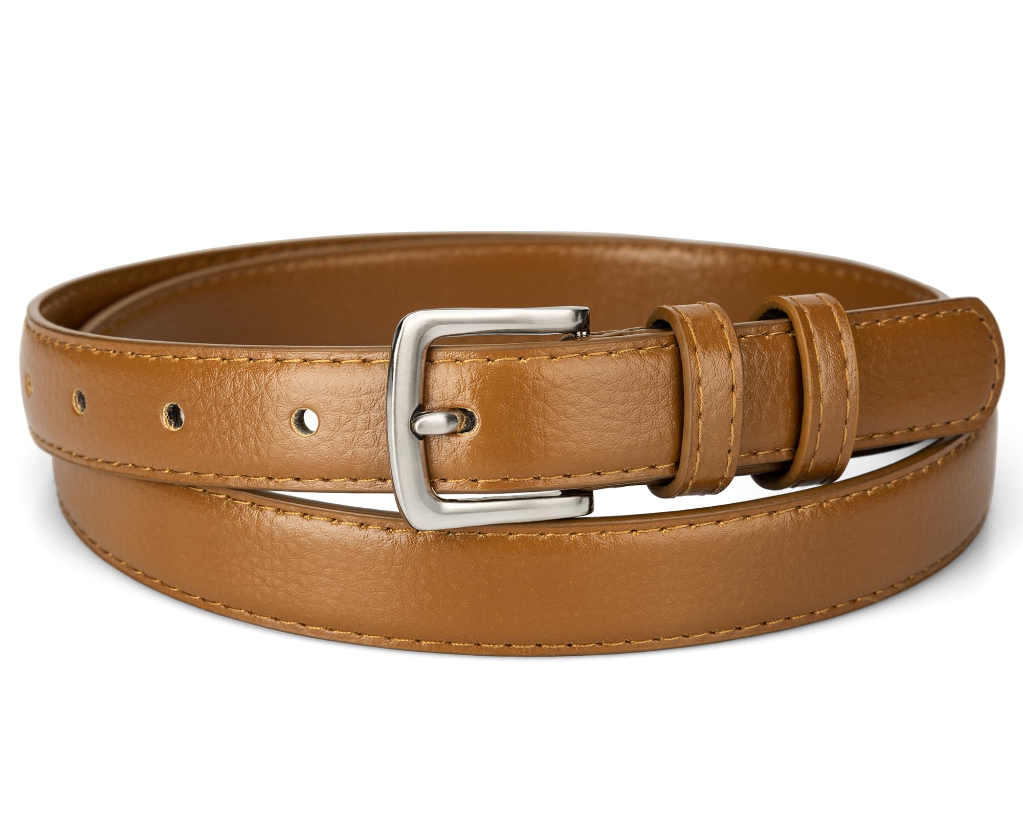 maikun Womens Skinny Leather Belt Solid Color Pin Buckle PU Leather Classic Waist Belt for Ladies