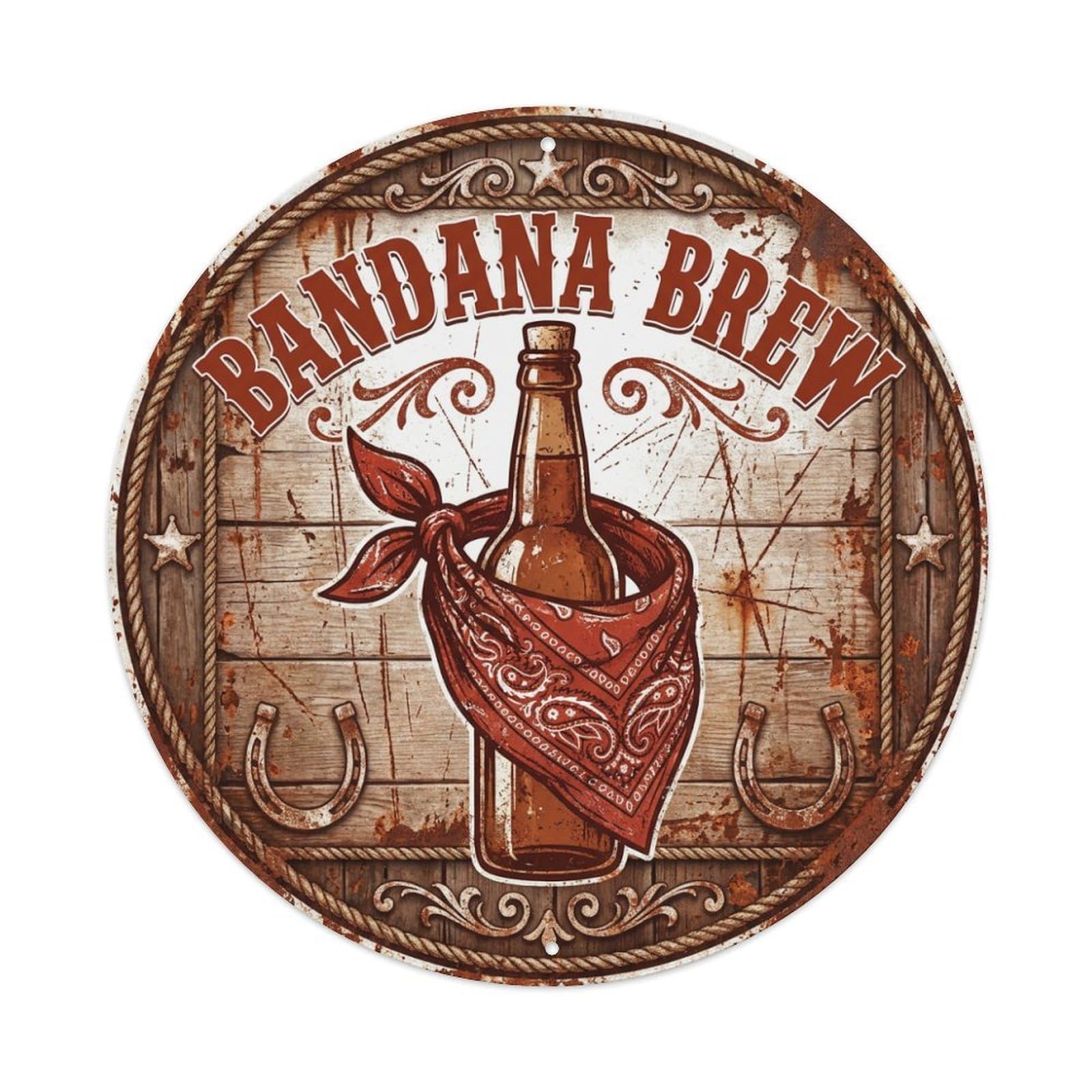 Vintage Beer Western Cowboy Bandana Brew Retro Bar for Pub Metal Tin Sign