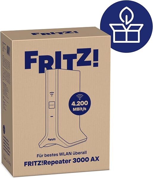 FRITZ!Repeater 3000 AX Edition E | Wi-Fi 6 Repeater mit drei Funkeinheiten bis zu 4.200 MBit/s | leistungsstark und zuverlÀssig | WLAN Mesh | einfache Einrichtung | umweltfreundliche Versandverpackung - 3