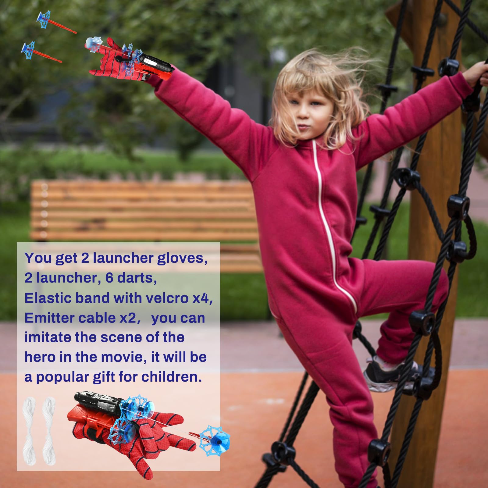 JIASHA Set di 2 Launcher Glove, Spiderm Guanti per Bambino Guanti Launcher per Giochi Guanti lanciatori Spiderm Glove Spiderm Web Launcher Toy Cosplay Giocattoli da Polso Set (C)