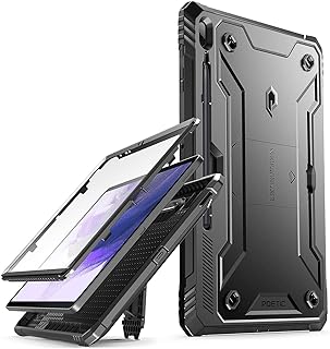 Poetic Revolution Series for Galaxy Tab S7 FE 12.4 Inch 2021 Case with S Pen Holder, Full Body Rugged Shockproof Protective Case Cover with Kickstand and Built-in-Screen Protector, Black