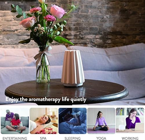 Miniatura 6 de ZEIGGA LAB Difusor de aceite esencial de 4.1fl oz para habitación grande, cubierta de cerámica, 7 luces giratorias, funcionamiento silencioso,