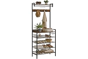 Coat Rack Shoe Rack Combo: IBUYKE 4-in-1 Hall Tree with Adjustable Shoe Storage