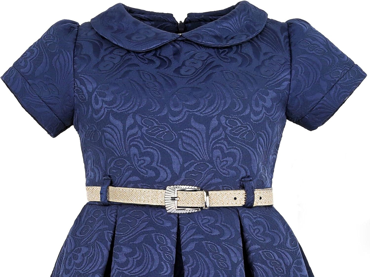 Lilax Little Girls' Flocked Occasion Dress with Shimmer Belt