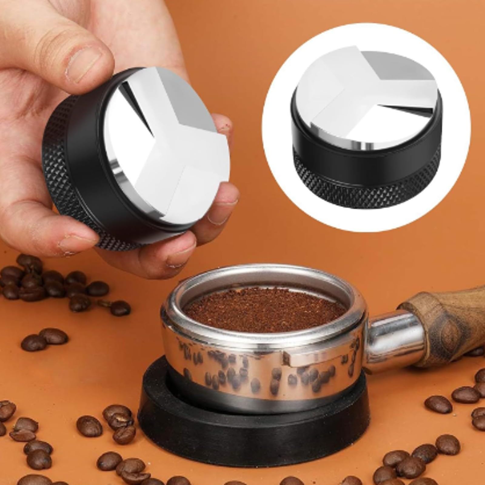 Filtro per Caffè Organizzato Accessorio Impugnatura Ergonomica, Anello Dosatore, Compatto, per Caffetteria, 58MM