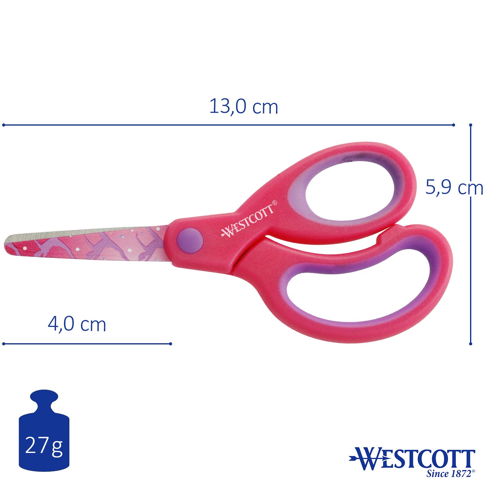 Westcott Forbici per bambini 30 pezzi in confezione espositiva | Forbici con scala integrata da 5 cm | Forbici da bricolage 13 cm (5) ideali per le mani dei bambini | Punta