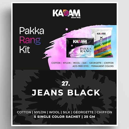 Pakka Rang Fabric Dye Shade No.27 Jeans Black 5 Sachets