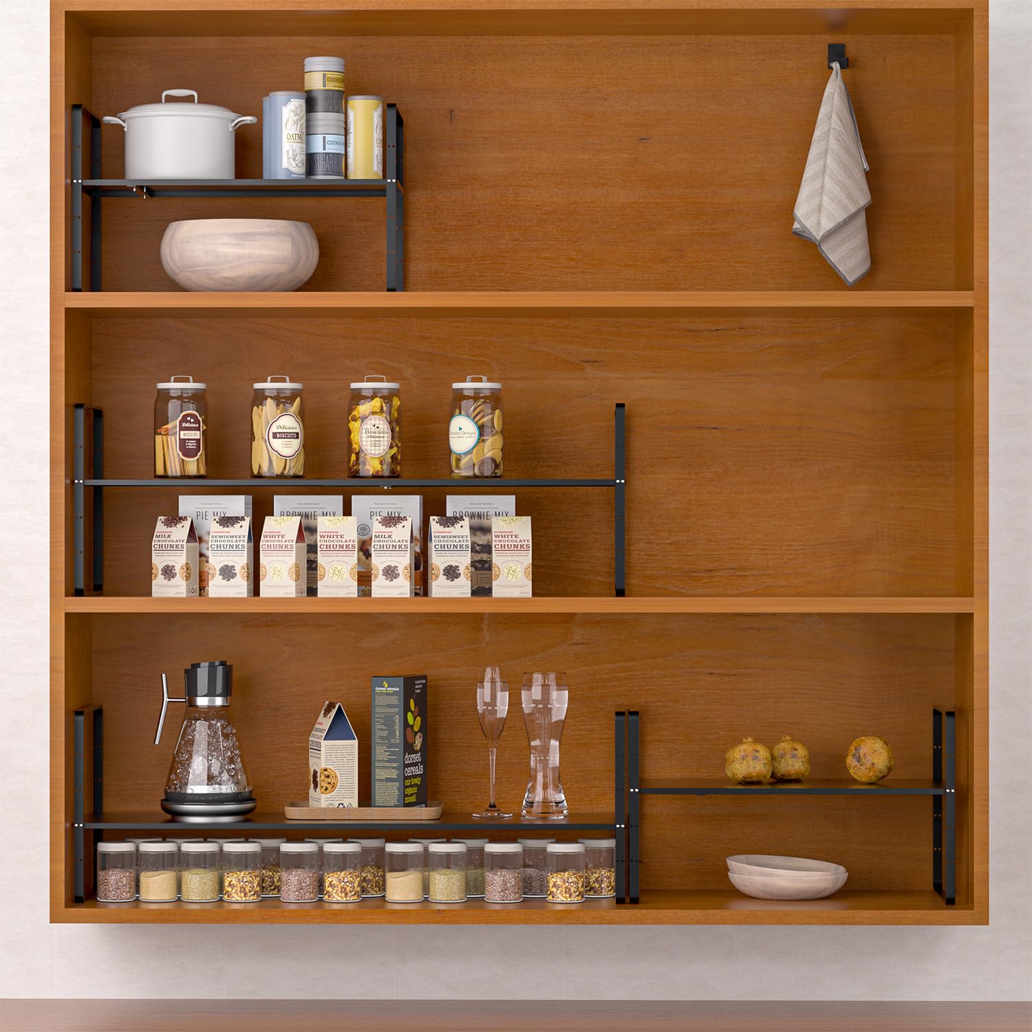 Étagère Suspendue Sous Armoire, Support De Rangement Extensible Sous Étagère, Étagère De Comptoir De Cuisine En Métal Pour Placard De Cuisine, Armoire De Garde-Manger