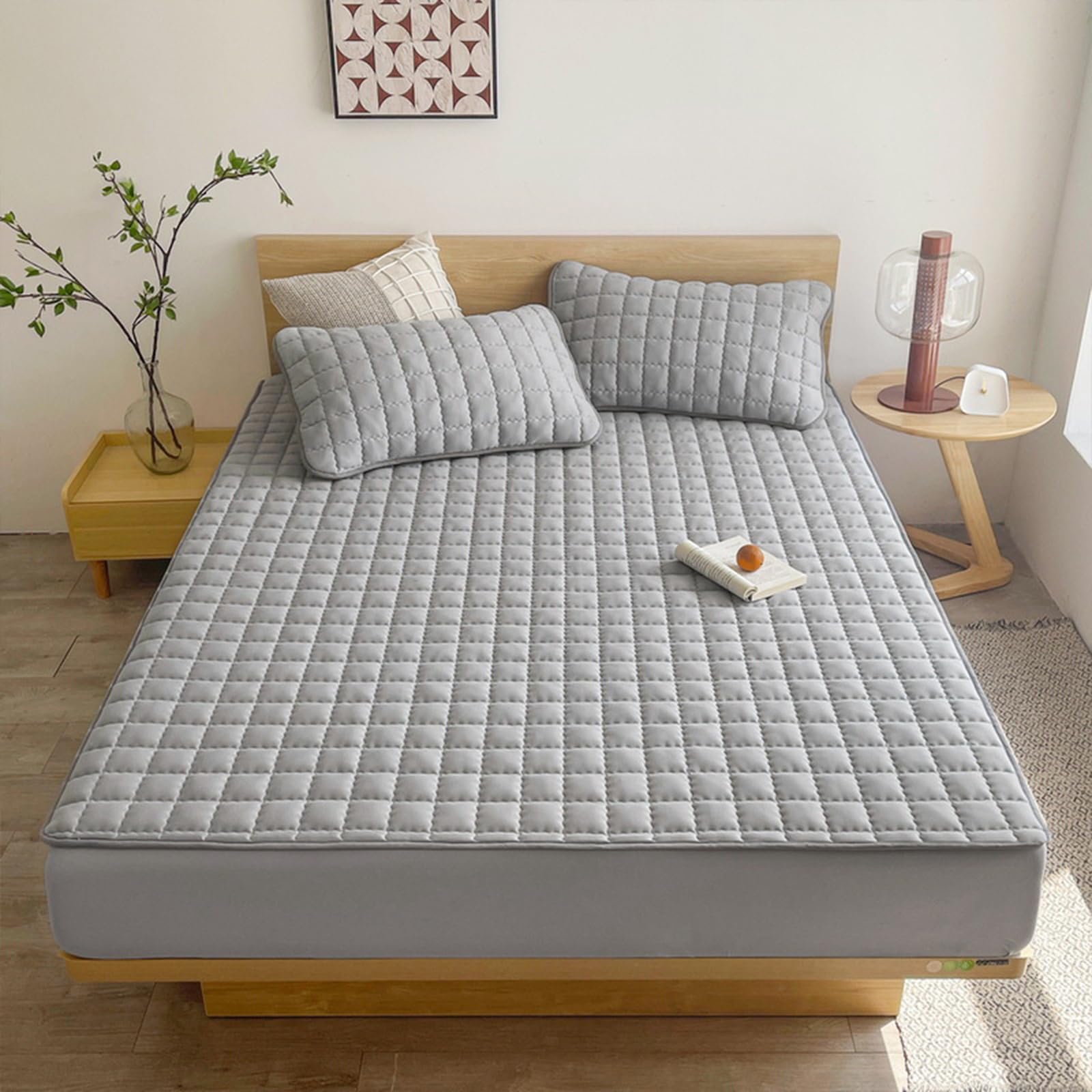 Sábana bajera ajustable extra profunda impermeable de 120 x 200 cm con funda de almohada, protector de colchón de rizo para máxima protección de la cama