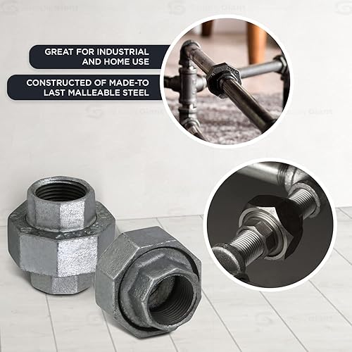 Miniatura 6 de SUPPLY GIANT HNVO0334 Unión recta de hierro maleable galvanizado de 1-12" para aplicaciones de 150 libras, con conexiones roscadas hembra, 1-12