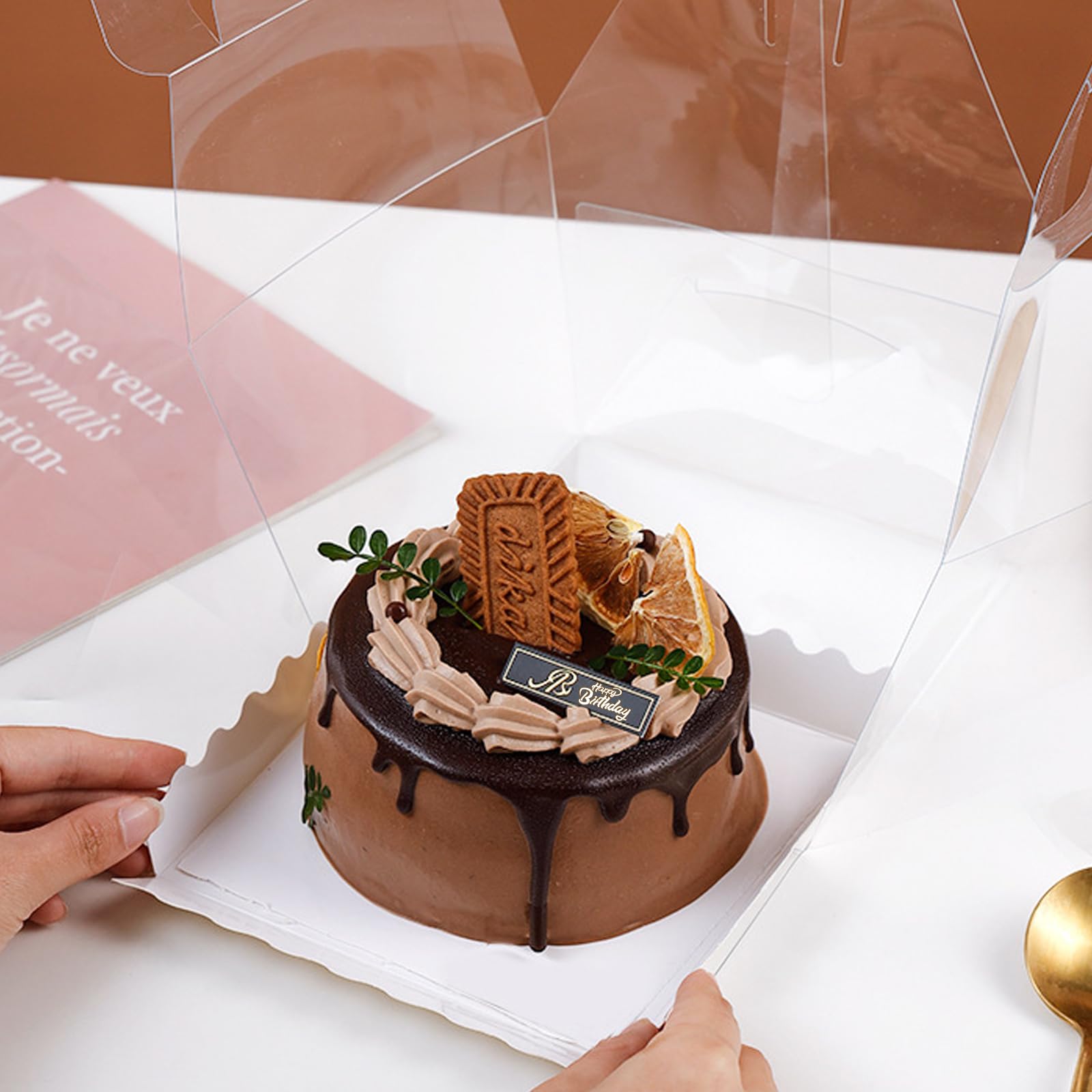 10 Scatole Torta Trasparenti 4 Pollici - Porta Dolci Con Manico | Per Cupcake, Muffin E Bomboniere - Foto 2